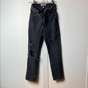 Abercrombie & Fitch The Dad Distressed Black High Waist Curve Love Jeans